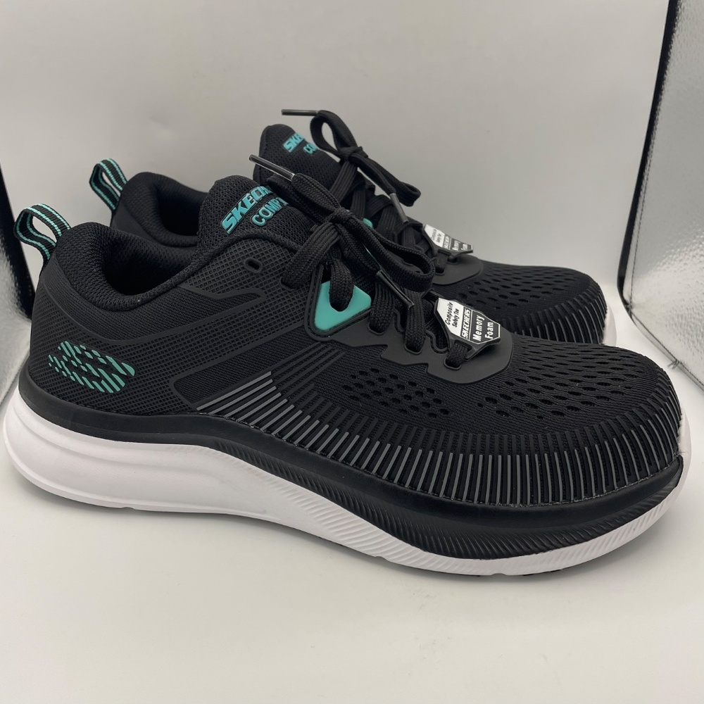 SKECHERS men's Jevion composite toe work shoes Size 8.5 black/white - Picture 4 of 13